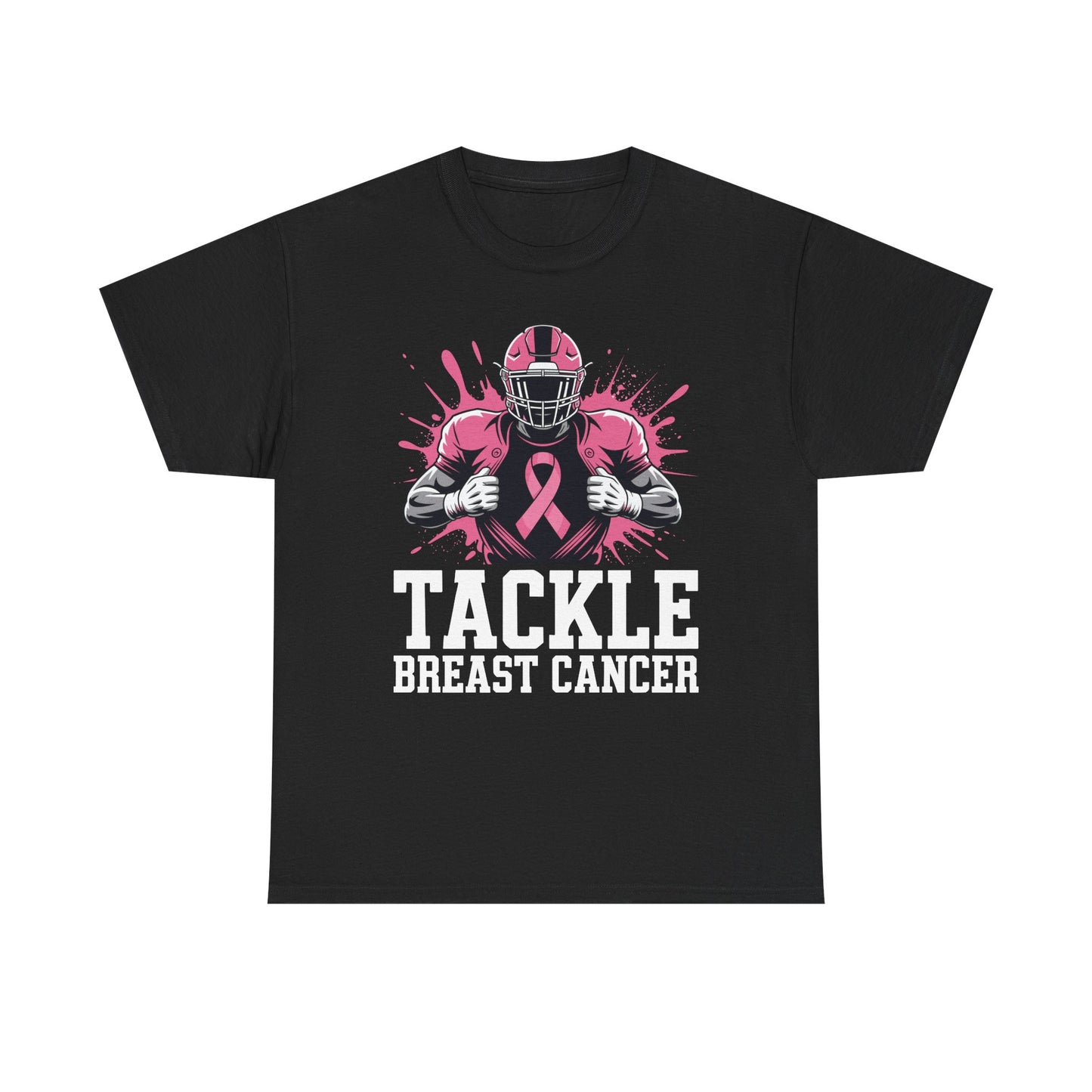 Tackle Football Breast Cancer Awareness Pink Ribbon Boys Kid T-Shirt