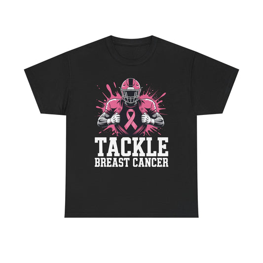 Tackle Football Breast Cancer Awareness Pink Ribbon Boys Kid T-Shirt