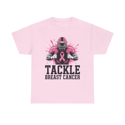 Tackle Football Breast Cancer Awareness Pink Ribbon Boys Kid T-Shirt