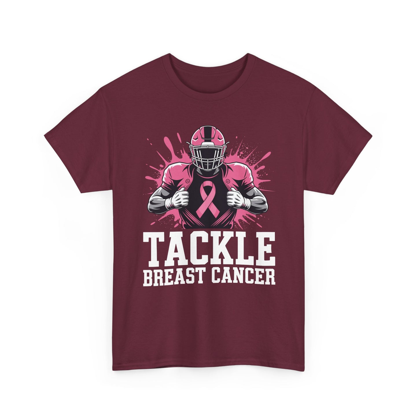Tackle Football Breast Cancer Awareness Pink Ribbon Boys Kid T-Shirt
