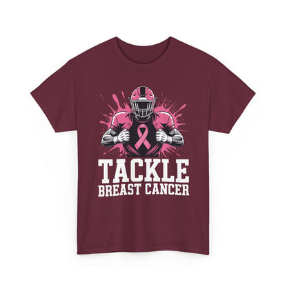 Tackle Football Breast Cancer Awareness Pink Ribbon Boys Kid T-Shirt