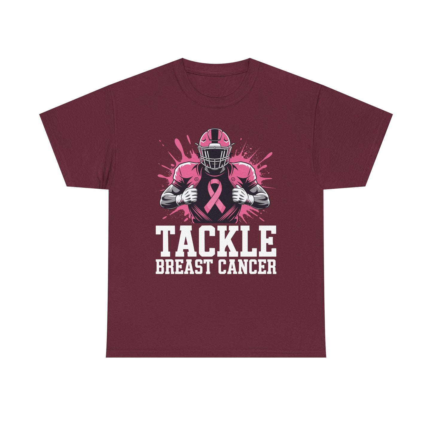 Tackle Football Breast Cancer Awareness Pink Ribbon Boys Kid T-Shirt