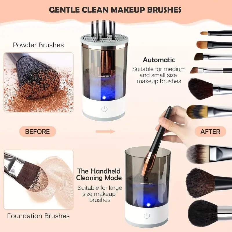 Makeup Brush Cleaner Automatic Rotating , USB Portable Electric Cosmetic Makeup Brush Rotary Washing Machine