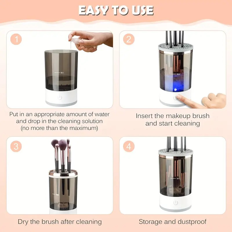 Makeup Brush Cleaner Automatic Rotating , USB Portable Electric Cosmetic Makeup Brush Rotary Washing Machine