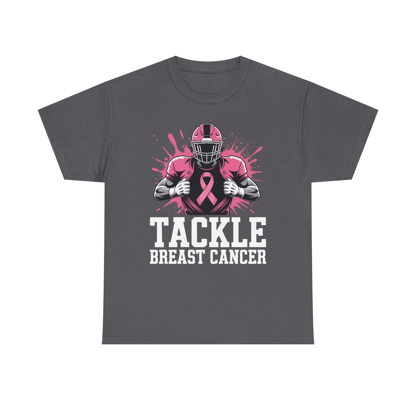 Tackle Football Breast Cancer Awareness Pink Ribbon Boys Kid T-Shirt