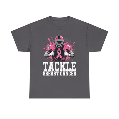 Tackle Football Breast Cancer Awareness Pink Ribbon Boys Kid T-Shirt