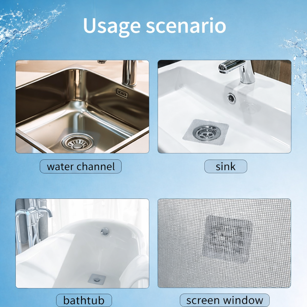 50‑Pack Disposable Shower Drain Hair Catcher – Mesh Stickers for Bath, Tub, Kitchen & Laundry