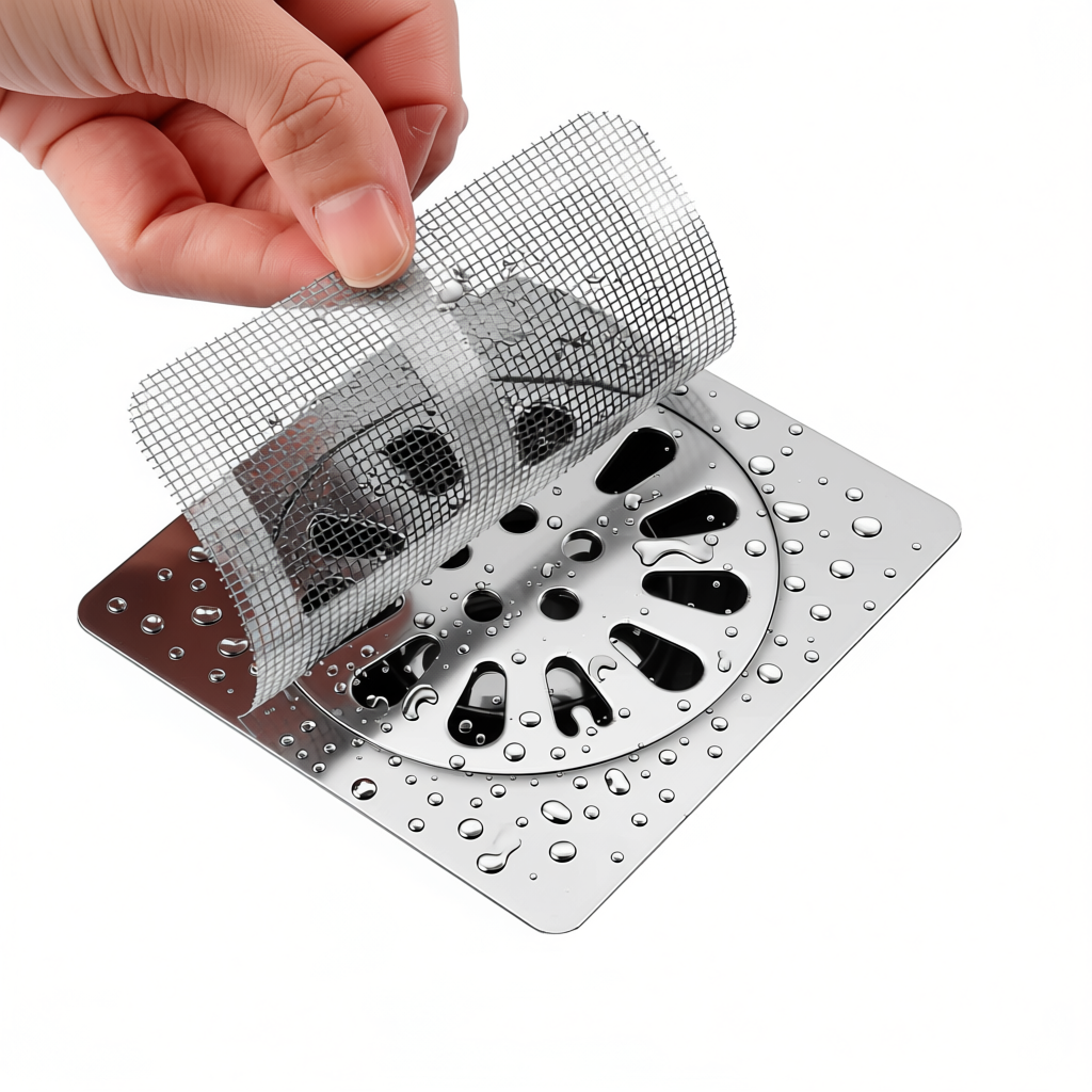 50‑Pack Disposable Shower Drain Hair Catcher – Mesh Stickers for Bath, Tub, Kitchen & Laundry